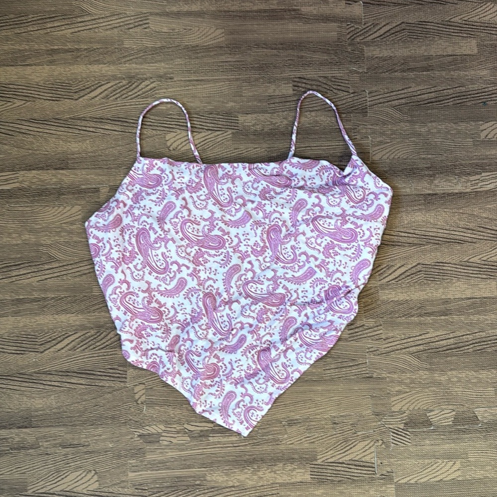 COTTON CANDY LA PINK BANDANA PATTERN TOP TIED OPEN BACK (MEDIUM)